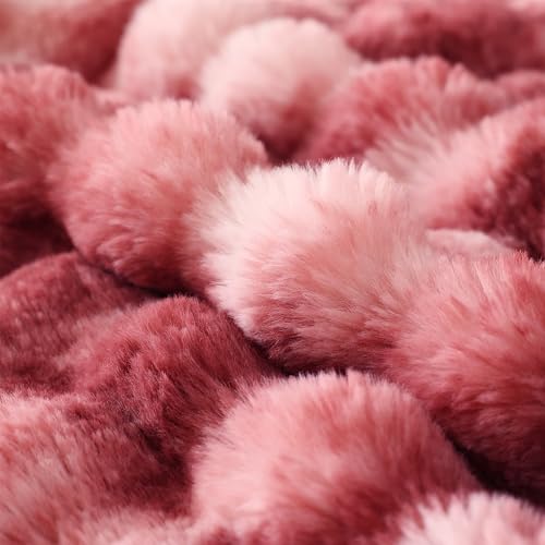 COOVA Soft Bubble Faux Fur Throw Blanket, 60"x80", Tie-dye Magenta - color: Tie-dye Magenta, size: 60“x80”