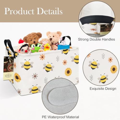Rectangle Foldable Storage Basket Handles For Home, Bee - color: REC-Bee