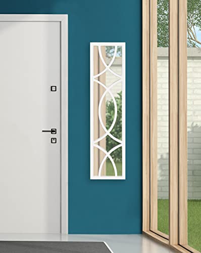 Kate and Laurel Tolland Decorative Wooden Panel Wall Mirror, 12" x 48", Soft White, Rustic Windowpane Accent Piece - color: White, size: 48"L x 12"W