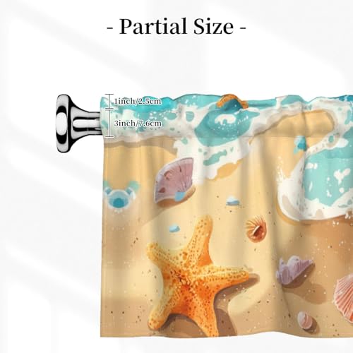 Beach Starfish Curtain Valance Short Rod Pocket Window Treatment for Living Room Bedroom Kitchen Bathroom 1 Panel 54" W x 18" L - color: Beach Starfish