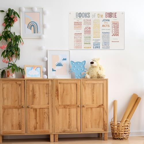 Books of the Bible Chart Linen Canvas Banner Kids Playroom Nursery Decor - color: Books of the Bible