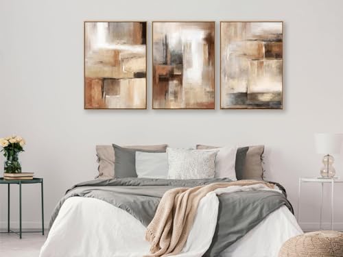 Large Framed Canvas Wall Art, Abstract Brown Black Picture Decor, 20"X28"X3 - color: Brown, size: 20" X 28" X 3pieces Framed