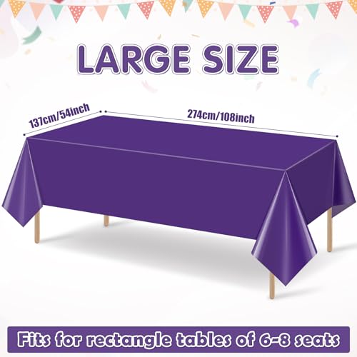 3Pcs Deep Purple Tablecloth,Disposable Plastic Tablecloths,Waterproof Purple Rectangle Table Cover for Graduation Birthdays Weddings Anniversary Party Decorations,54 x 108 Inch - color: Deep Purple, size: 3 Pack