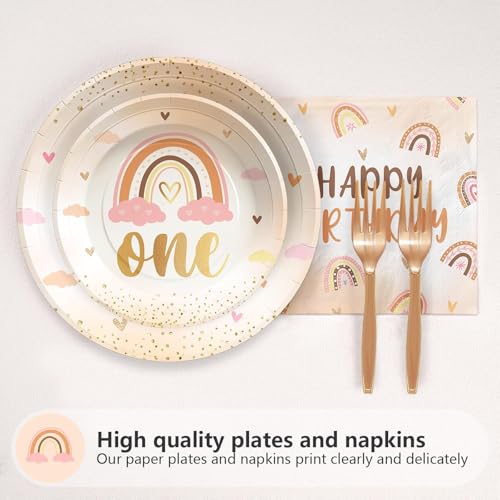 Greencian 96Pcs Isn't She Onederful Birthday Party Decorations, Serve 24 - style: Onederful 1st Kit