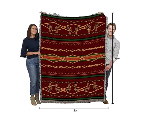 Pure Country Weavers Russet and Green Blanket - Southwest Native American Inspired - Gift Tapestry Throw Woven from Cotton - Made in the USA (72x54) - color: Russet and Green, size: Large
