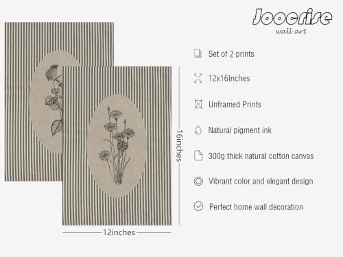 Vintage Flower Wall Art Decor Neutral Botanical Print Rustic Floral Picture - color: Botanical Floral Prints, size: 12x16 Inch Unframed