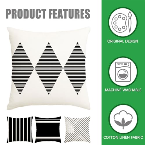 Outdoor Pillows Covers 16x16 Waterproof,Black and Beige Set of 4(No Insert) - color: Black and Beige, size: 16" x 16" (Pack of 4)