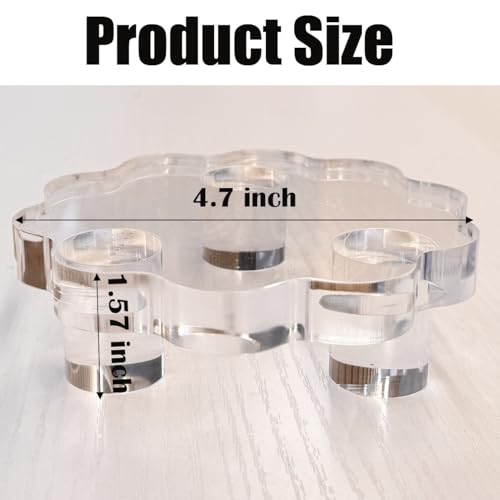 2 Pack Scalloped Acrylic Risers for Diaplay, Thick Clear Pedestal Stands Candle Tray Riser, Double as Tabletop Jewelry Pland Holder Mini Cake Stand for Home Decor (4.7 inch) - size: 4.7 inch