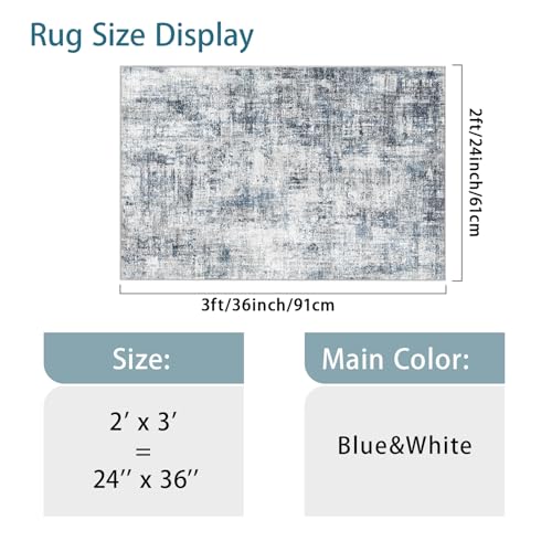 2x3 Small Area Rug for Entryway: Washable Non Slip Modern Door Mat Blue - color: Blue, size: 2' x 3' (Rectangular)
