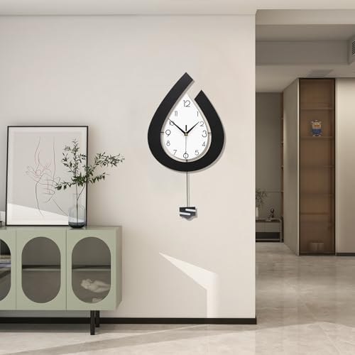 Large Modern Black Pendulum Wall Clock for Living Room Decor - size: 22.4 INCH