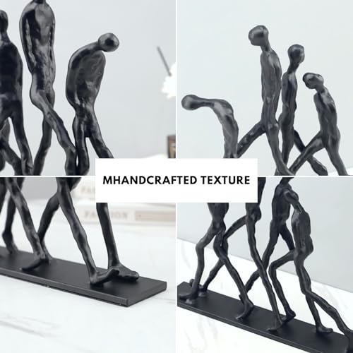 Abstract Couple Sculpture Cast Iron – Two Walking Figures Modern Art Statue, Minimalist Human Figure Home Decor, Contemporary Sculpture for Living Room Shelf – Anniversary Iron Gift for Couples - style: Two walking man