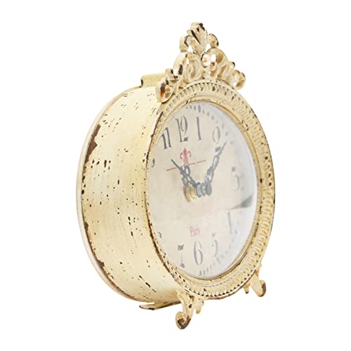 Creative Co-Op Distressed Pewter Mantel Clock, Cream - color: Cream