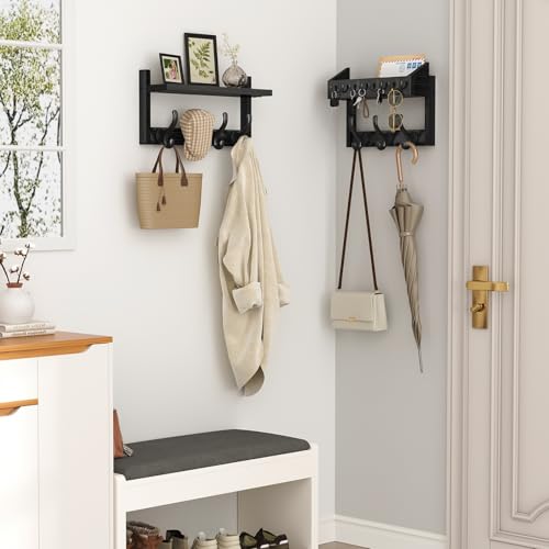 Evermagin 29" Coat Rack Wall Mount with Shelf for Entryway, Black - color: Black, size: 29 inch