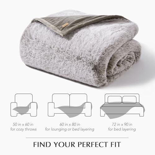 EverGrace Faux Chinchilla Fur Throw Blanket, 72"x90", Champagne Fawn - color: Champagne Fawn, size: 72"x90"