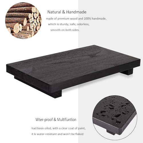 Wood Bathroom Tray Farmhouse Decor Kitchen Soap Holder, 11.8"x7" Black - color: Black, size: 11.8" x 7" x 1.6"