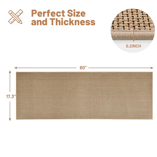 AIMPEAK Kitchen Rugs Non Slip Washable 17.3x60, Cushioned Rugs for Kitchen Floor, Absorbent Runner Rug Comfort Mats with Rubber Backing for Kitchen, Hallway, Office, Home Beige, 17.3"x60" - color: Beige, size: 17.3"x60"