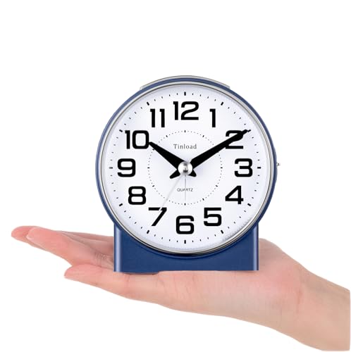 Tinload 4.3" No Ticking Analog Alarm Clock,Silent Readable for Seniors,Easy to Set,Gradual Rise Alarm,Big Numbers,On/Off Switch on Side,Gentle Wake,Snooze,Lighted on Demand,Battery Operated,Blue - color: Blue
