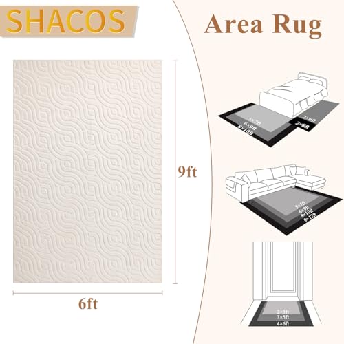SHACOS 6x9 Soft Area Rugs Fluffy Carpet for Bedroom Living Room Beige - size: 6×9