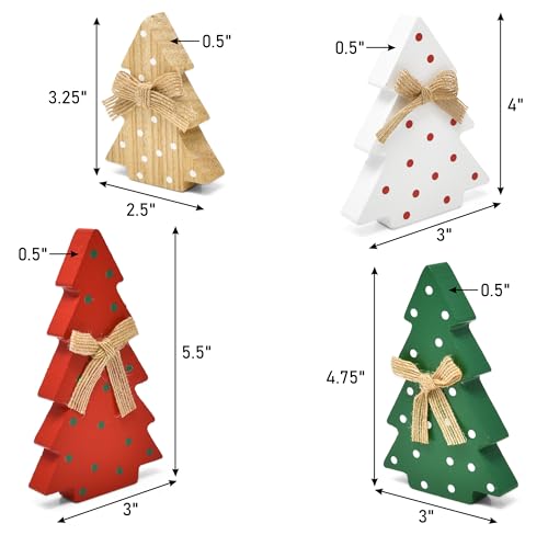4 Christmas Trees Wooden Table Decorations Centerpiece Block Holiday Tree