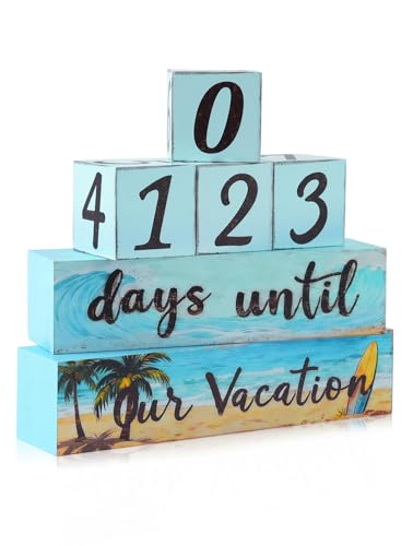 Vacation Countdown Wooden Tabletop Decor,Days Until Vacations Wood Sign For Indoor Home Decoration - size: Vacations