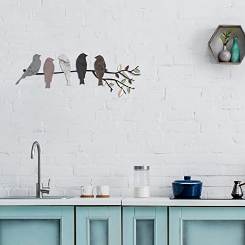Ferraycle Metal Bird Wall Art, Birds on Branch Sculpture, Dark Colors