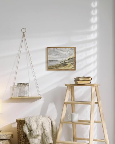 SHENIFY Coastal Framed Canvas Wall Art Vintage Landscape Seascape Classic Hallway Kitchen Office Decor - 8x10in Natural Framed - color: Coastal, size: 10"L x 8"W