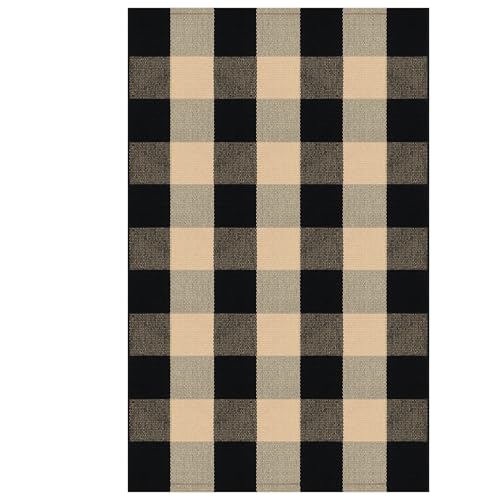 KILOCOCO Buffalo Plaid Checkered Rug 27.5x43 in Brown Black Front Door Rug - color: Brown and Black, size: 2'4" x 3'7" (Rectangular)