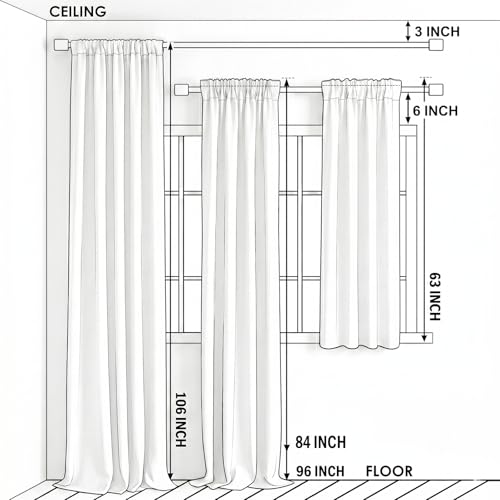VOGOL Floral Embroidered Sheer Curtains, 52 x 84, 2 Panels, Rod Pocket - color: Matching Sheer, size: 52"W x 96"L (Pack of 2)