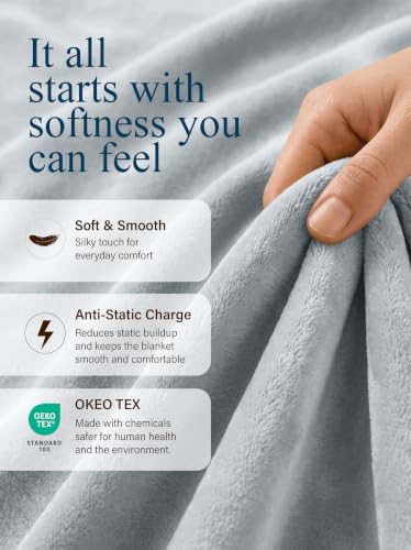 Utopia Bedding Soft Fleece Bed Blanket Throw Size Light Grey (50x60 Inch) - color: Light Grey, size: Throw (50x60 Inch)