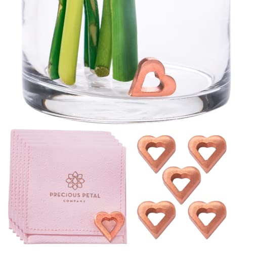 Flower Food Alternative for Fresh Cut Flowers. Copper Charm Keeps Flower Water Clean and Clear. Just Place it in the Vase, Reusable Heart 5 - color: Heart, size: Pack of 5