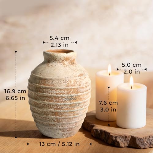 DOWAN Ceramic Flower Vase, Decorative Pampas Vase for Home Decor, Modern Farmhouse Pottery Vase for Living Room Table Kitchen Bedroom Coffee Desk Entryway Mantel Book Shelf (Brown, 6.6 INCH) - color: Brown, size: 6.6 INCH