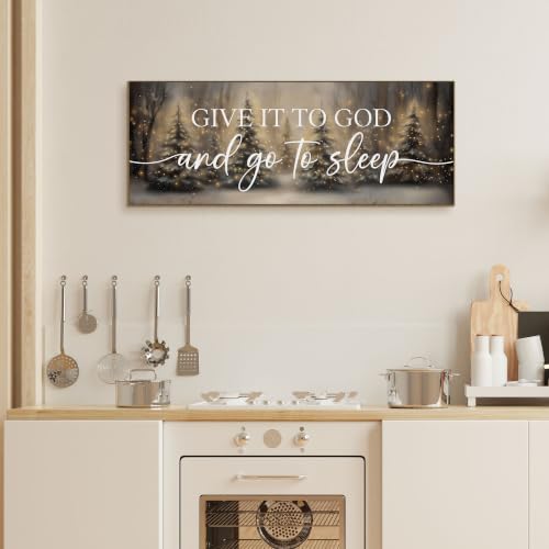 TLESKE Christmas Give It to God and Go to Sleep Sign Large Wall Art 15x40 - color: sleep-C