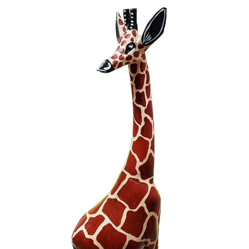 African Wood Tall Hand-Crafted Giraffe Statues Striking Designs and Sizes. Nature's Graceful Beauty Engulfs Safari Home Décor All Occassions. (Giraffe Pattern, 24 Inch) - color: Giraffe Pattern, size: 24 Inch