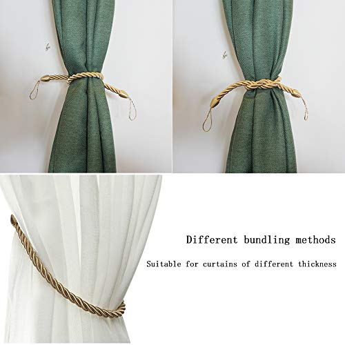 BEL AVENIR Curtain Tiebacks Ropes Tie-Backs,Handmade Holdbacks(Gold,2P) - color: Golden, size: 2pack