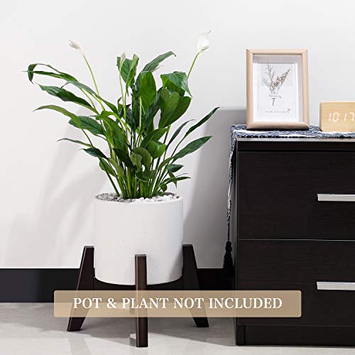 Seanmi Plant Stands for Indoor Plants, Bamboo Plant Stand, Mid Century Plant Holder, Adjustable Width, Fits 8 9 10 11 12 inches Pots - Dark Brown (Planter Stand Only)