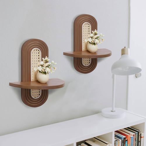 Floating Shelves for Wall, Set of 2 Arched Boho Wall Plant Holder