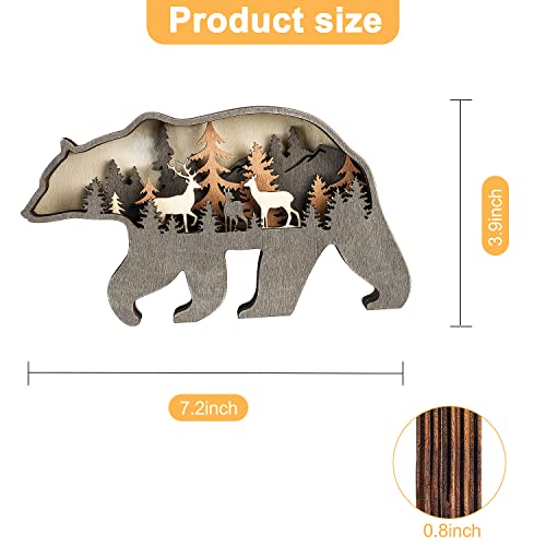 Laozai Wooden Forest Animals Bear Decor Cabin Rustic Decor Wall Decorations Mountain decor for Bedroom Living Room Table Decorative - color: bear