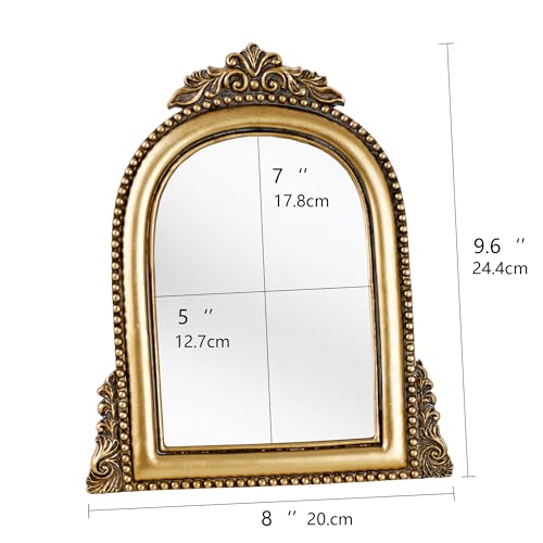 5x7 Ornate Arched Picture Frames,Vintage Gold Hand-Crafted Resin Photo Frame with Easel for Tabletop & Wall - size: 5x7