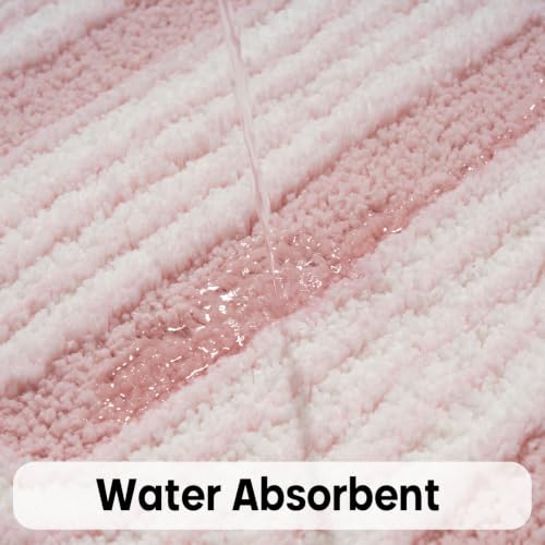 Geometric Design Boho Runner Bathroom Rugs, Long Scalloped Cute Bath Mat Non Slip for Bedroom Kitchen Hallway Laundry Room, Funky Retro Farmhouse Bath Rug Washable, Pink, 51"x20" - color: Pink, size: 1'8" x 4'3" (Rectangular)