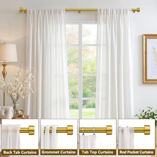 Curtain Rods for Windows 32-96 Inch, 1 Inch Adjustable Flash Gold Curtain Rod Set with Brackets, Easy Install - color: Flash Gold, size: 32"-96"/1 Pack