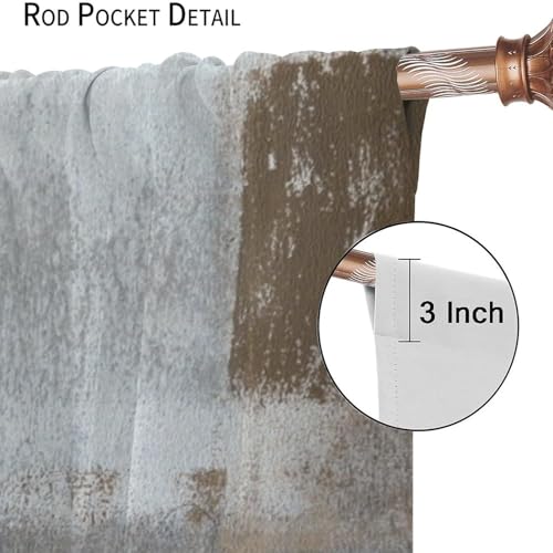 Rustic Curtains Tan Brown Grey Abstract Pattern Blackout Print Rod Pocket Window Drapes for Bedroom Living Room 42x45in - color: Rustic-8, size: 21"W x 45"L (Pack of 2)