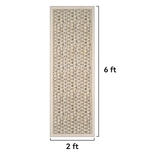 Runner Rug Hallway,Low Pile Kitchen Rug for Entryway,Beige,2x6ft - color: Beige, size: 2'x6'
