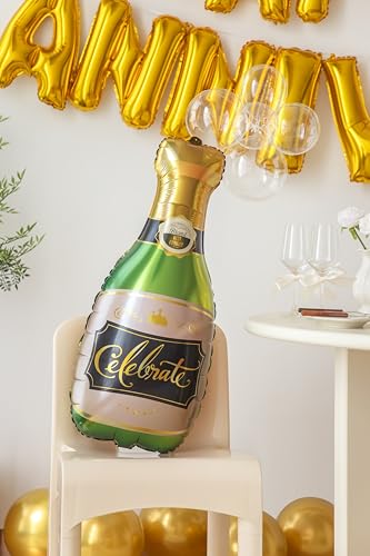 Love & Wedding Anniversary Gold Foil Balloon Kit, Decorations with Heart & Champagne Balloons, Date Night Balloons for Couples, Valentine's Day, Marriage Celebration (Love Kit 6) - color: Love Kit 6