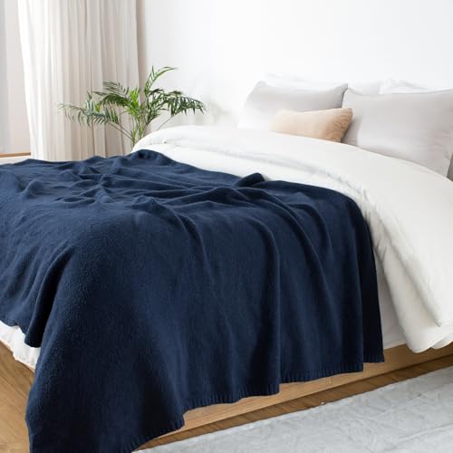 Carriediosa Wool Blend Knit Throw Blanket 50% Recycled Poly 50x60 Navy - color: Indigo Blue, size: 50" X 60"