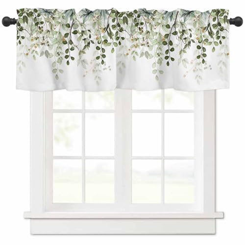 Sage Green Eucalyptus Leaves Valances for Windows 1 Panel, 54x18 in - color: Eucalyptus Leaves-green, size: 54"W x 18"L (Pack of 1)