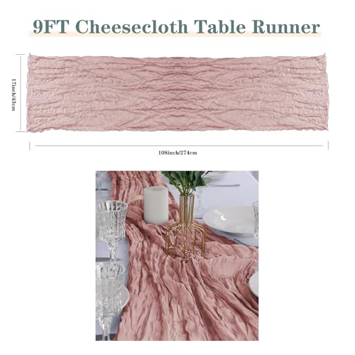 12 Pack Cheesecloth Table Runner 9ft,17 x 108 inch Gauze Table Runner Rustic Romantic Wedding Runner for Wedding Bridal Shower Fall Decoration,Dusty Pink - color: Dusty Pink, size: 12 Pack