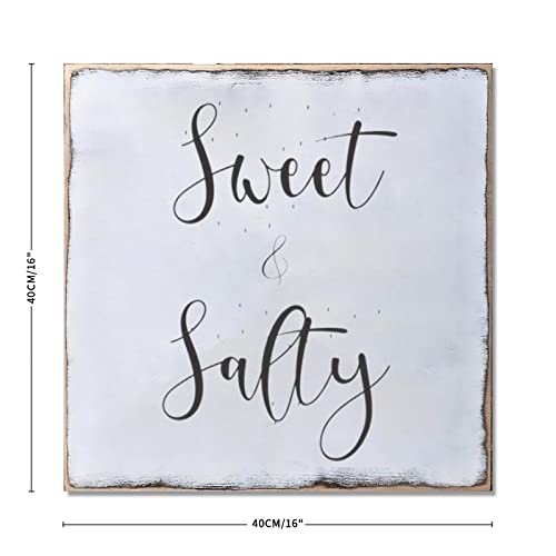 Wooden Sign Vintage Wall Plaque Sweet and Salty Wood Sign Wall Hanging Home Decor for Farmhouse 16x16inch