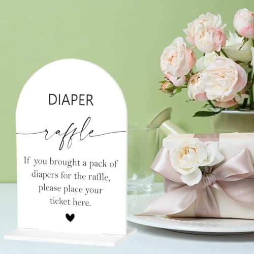 Diaper Raffle Sign, Baby Shower Diaper Game Sign, Shower Reception Event Party Table Desk Acrylic Decor - color: Diaper Raffle