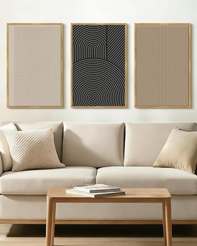 Drsoum Minimalist Boho Wall Art Framed Modern Abstract Neutral Line Wall Decor Mid Century Geometric Artwork Bedroom Living Room 16x24in Natural Framed - color: Wildflower Bouquet, size: 24L" x 16W", Natural Framed