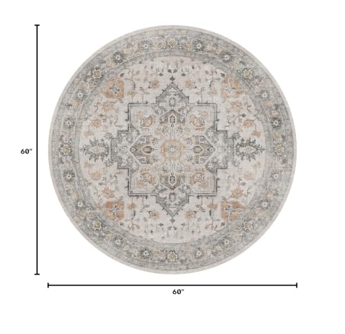 GENIMO 5 Ft Washable Round Area Rugs for Living Room, Light Taupe Brown - color: Light Taupe Brown, size: 5' (Round)